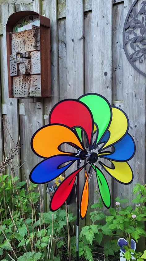 Relaxdays 4 x windmolen uil - fiets - windspel - tuinsteker - tuin