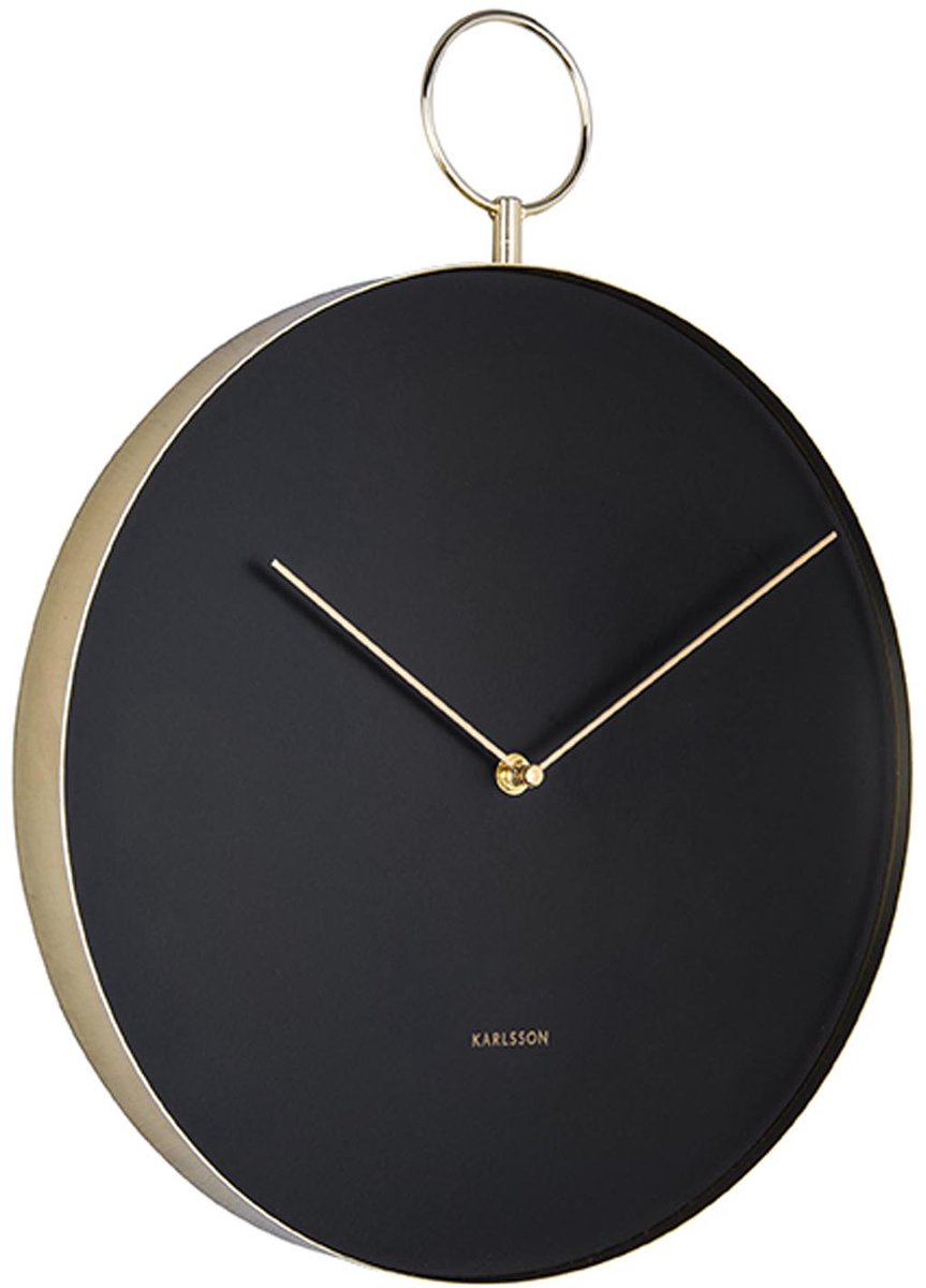 Karlsson Wandklok Hook - Metaal Zwart - Ø34cm - Scandinavisch