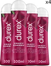 Durex Glijmiddel Crazy Cherry - Kers - waterbasis - 100ML x4