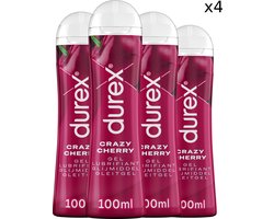 Durex Glijmiddel Crazy Cherry - Kers - waterbasis - 100ML - 4 Stuks - Voordeelverpakking