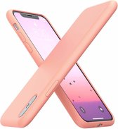 Silicone case geschikt voor Apple iPhone X / Xs + gratis glazen Screenprotector - roze