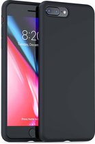 Siliconen case geschikt voor Apple iPhone 8 Plus / 7 Plus  - zwart + gratis glazen Screenprotector