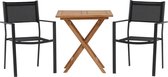 Kenya tuinmeubelset tafel 70x70cm, 2 stoelen Copacabana, naturel,zwart.