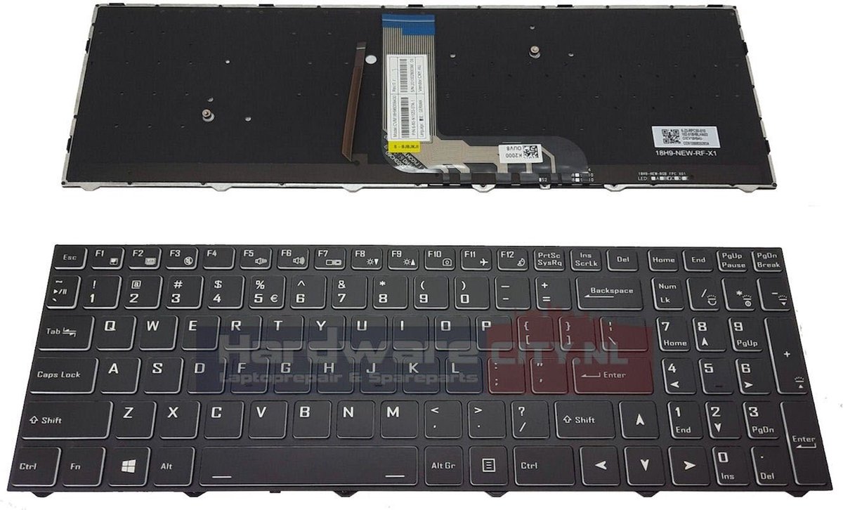 Clevo NB50TH RGB backlit keyboard (US/NL Qwerty)