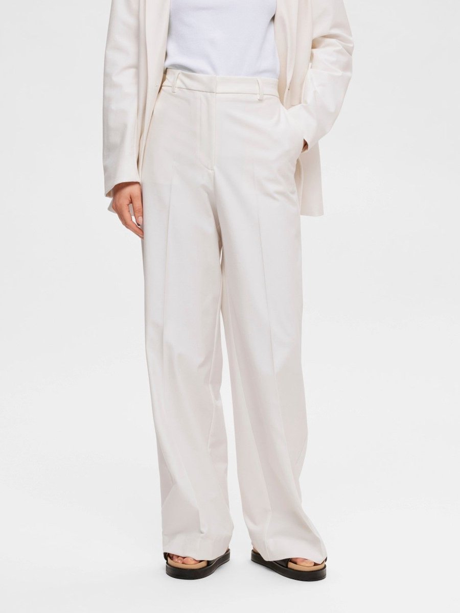 Selected Femme Eliana HW Wide Pant Snow White