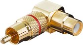 Powteq premium - RCA koppelstuk - Gold plated - 90 graden / haaks - Rood - Professioneel - Storingsvrij