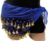 *** Zigeuner Buikdanser Sjaal met Gouden kleur Muntjes Blauw- van Heble® ***