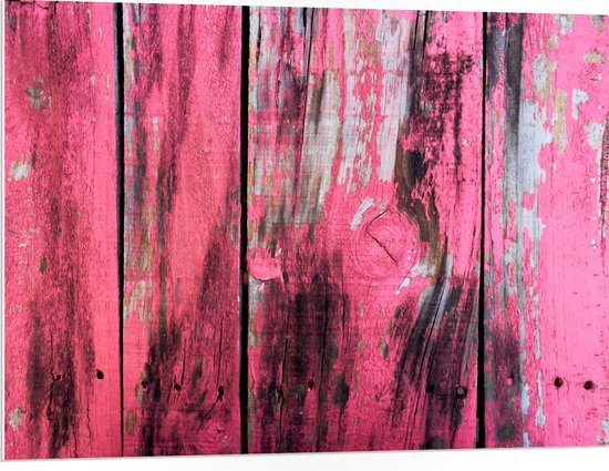 PVC Schuimplaat - Roze Geverfde Schutting - 100x75 cm Foto op PVC Schuimplaat (Met Ophangsysteem)