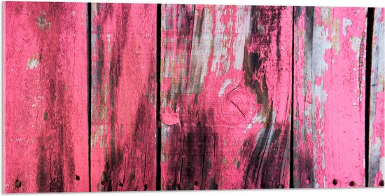 Acrylglas - Roze Geverfde Schutting - 100x50 cm Foto op Acrylglas (Met Ophangsysteem)