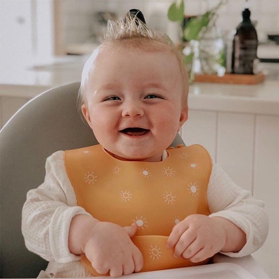 Mushie Siliconen Baby Slabbetje met Opvangbakje - Planets - BPA ftalaatvrij| afwasbaar van Mushie — afbeelding 3