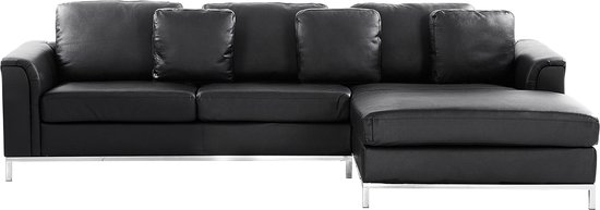 Banken Beliani OSLO - Corner Sofa (L) - Zwart - Leer