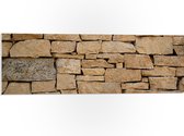 PVC Schuimplaat - Muur van Opgestapelde Beige Stenen - 90x30 cm Foto op PVC Schuimplaat (Met Ophangsysteem)