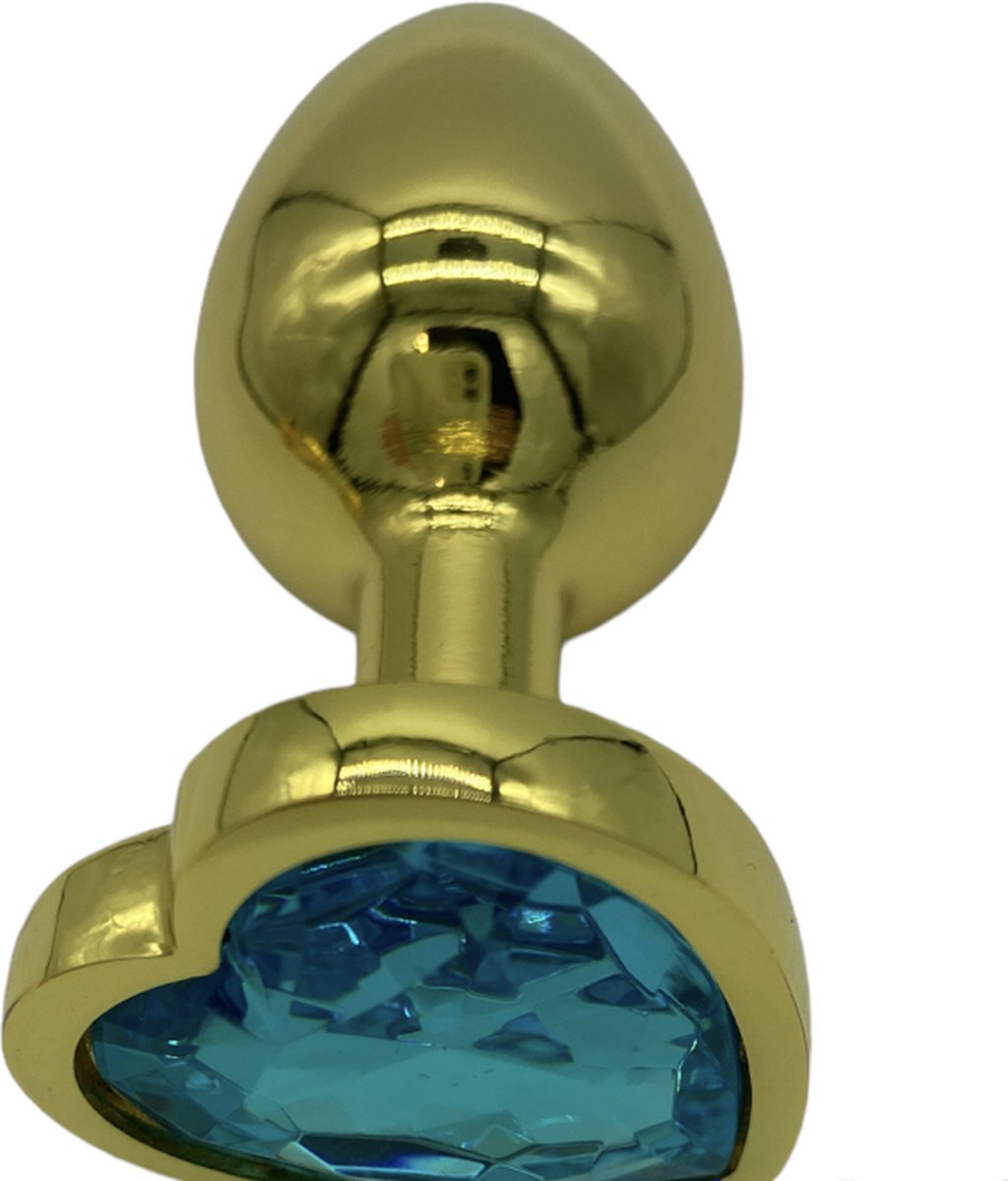 Goedkoopste Gouden Anale Plug Met Hartjes Design En Blauwe Steen - Power Escorts
