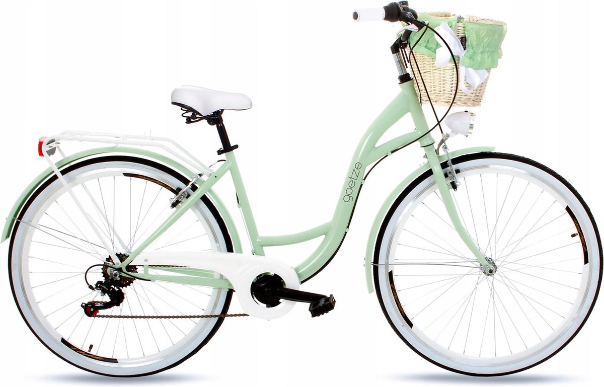Goetze mood damesfiets retro vintage holland city bike 28 inch 7 speed shimano lage instap mandje met vulling gratis