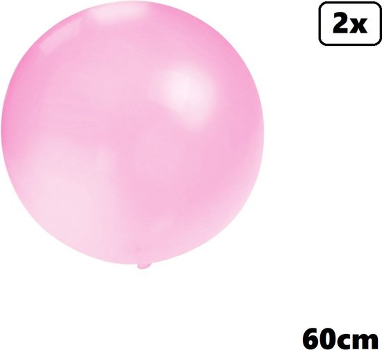 2x Mega Ballon 60 cm lichtroze - Super Ballon carnaval festival feest party verjaardag landen helium lucht thema