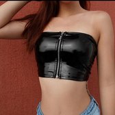 Lingerie sexy - Sexy Wrapped Chest Cuir Zipper Short T-shirt Hot Women - Leather Erotic - Haute qualité