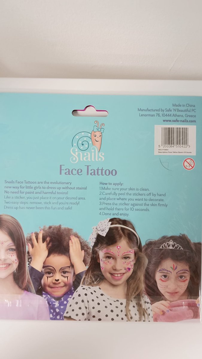 Snails, face tattoo, plaktattoos voor kinderen, cat,