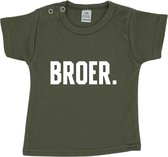 T-shirt korte mouw - BROER. - Groen - Maat 98 - Dreumes - Peuter - Ik word grote broer - Big brother - Baby aankondiging - Zwanger - Geboorte