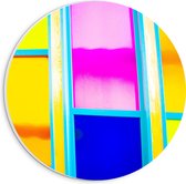 PVC Schuimplaat Muurcirkel - Rechthoeken in Verschillende Vrolijke Kleuren - 20x20 cm Foto op Muurcirkel (met ophangsysteem)
