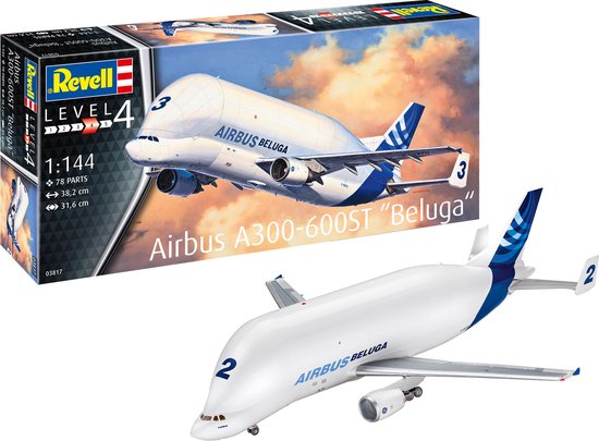 Revell Modelbouwpakket Militaire voertuigen - 03817 Airbus A300-600ST Beluga Plane Plastic - 1:144 - Modelbouw