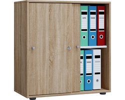 VCM Houten kantoorkast Dossierkast Kantoormeubilair Kast Lona 2-voudige schuifdeuren Houten kantoorkast Dossierkast Kantoormeubilair Kast Lona 2-voudige schuifdeuren