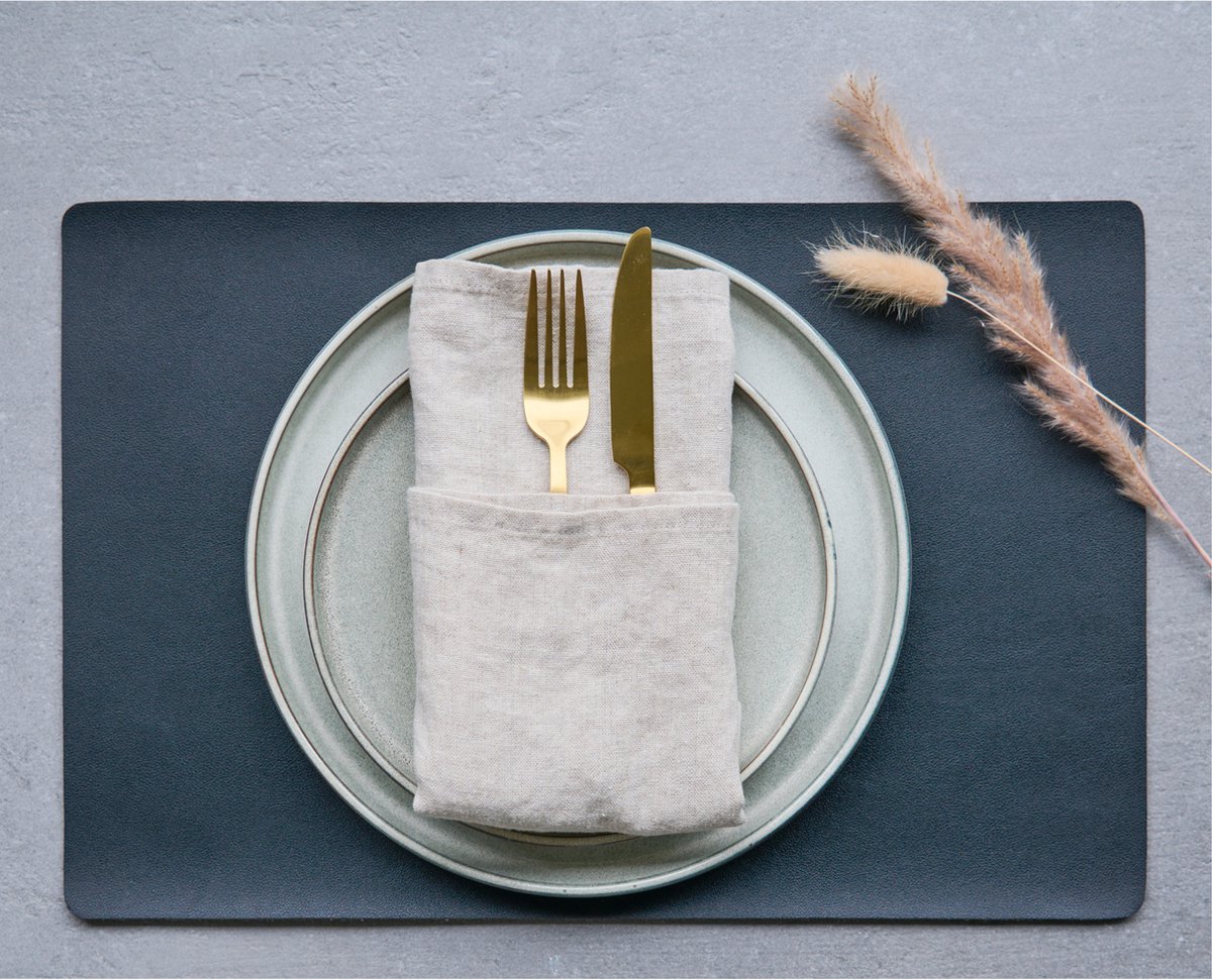 Zeller placemats lederlook 1x 45 x 30 cm zwart