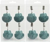 Decoris Schelpen tafelkleedgewichtjes/hangers - 8x stuks - turquoise
