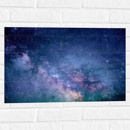 Muursticker - Donker- en Lichtblauwe Galaxy Lucht - 60x40 cm Foto op Muursticker