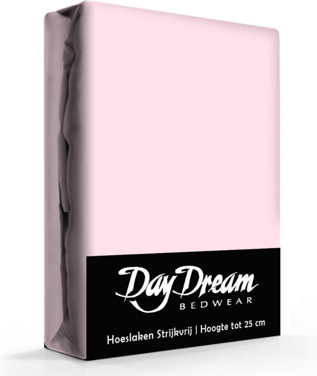 Hoeslaken - Strijkvrij katoen - L.roze - 160x200 - Day Dream