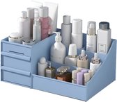Organiseur de maquillage iBright - Boîte de rangement - Bijoux - Porte-stylo - Bureau - Rangement pour sièges-auto avec tiroir - Blauw