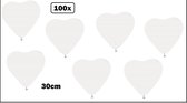 100x Ballon Hartjes 30cm blanc - Amour coeur Festival party fête anniversaire pays thème air hélium