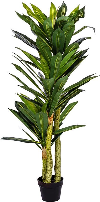 PLANTASIA Kunstplant groot - Voor binnen - 120 cm - Drakenboom - Dracaena - Kunstboom