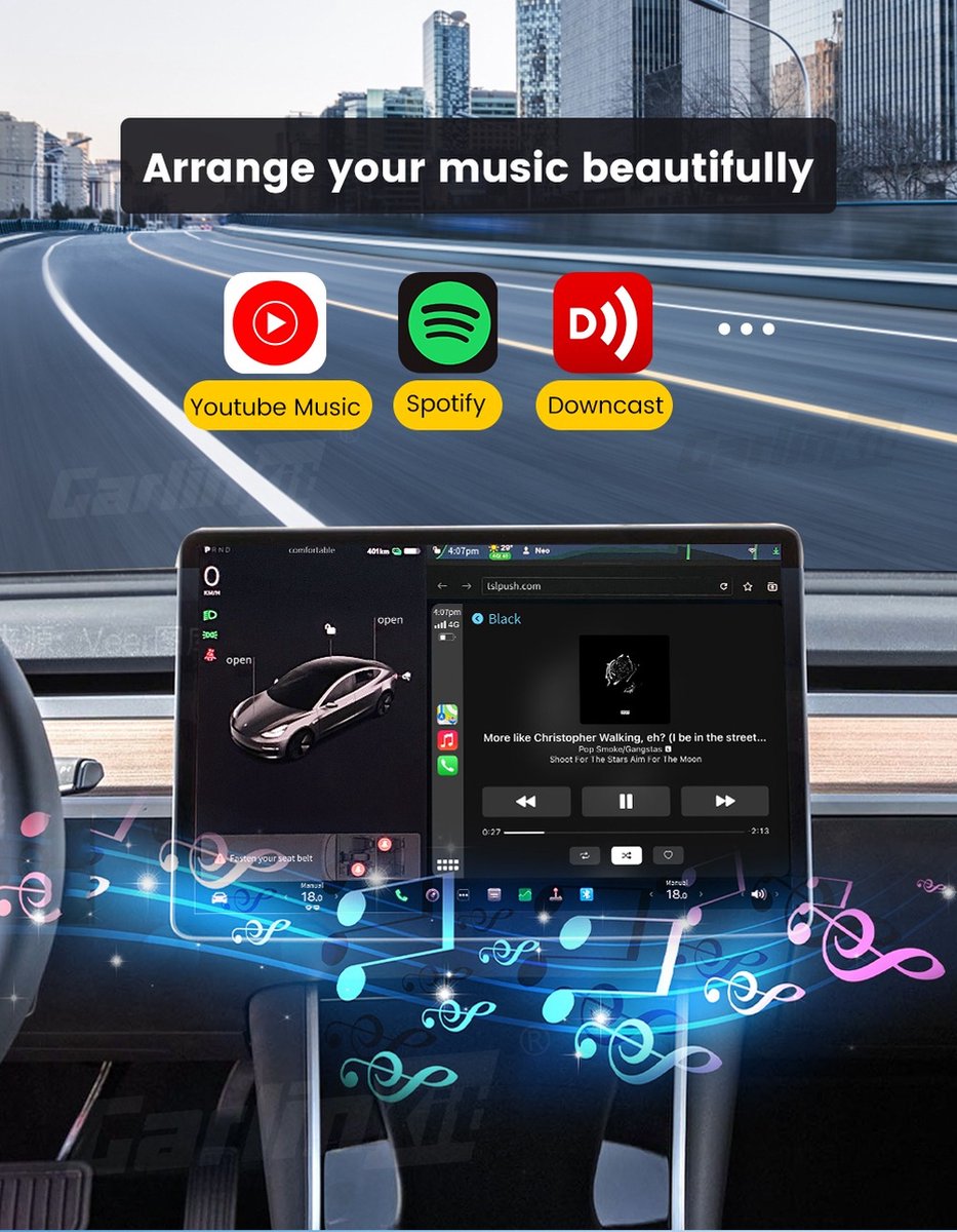 Adaptateur CarPlay sans fil Tesla, Android Auto, Brancher et utiliser