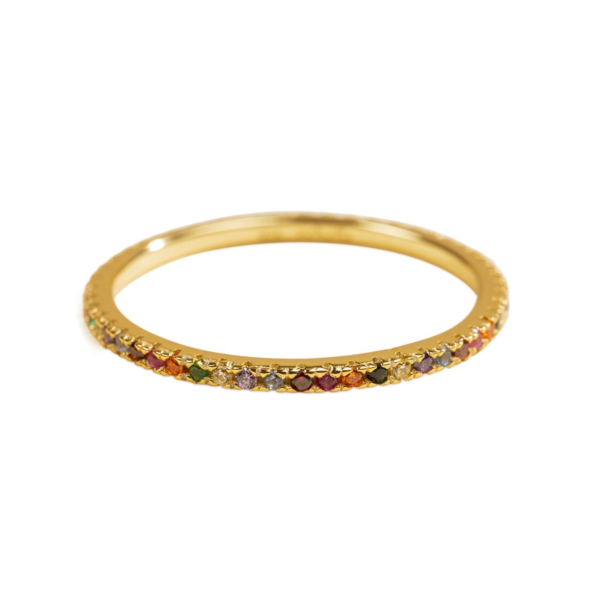 Rebelle Amsterdam - Gouden Ring - Goudkleurige Ring - Zirkonia Stenen - Kleurrijk - 18 Karaat - Gold Plated