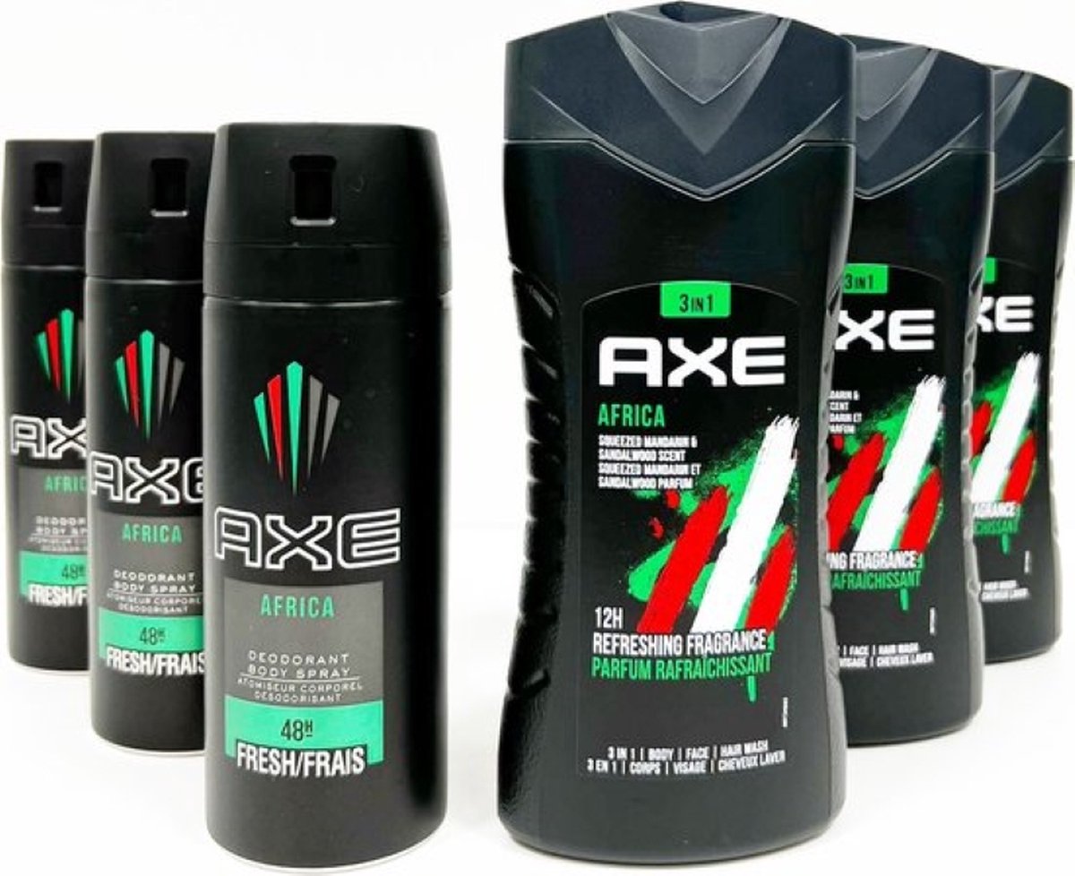 Axe Africa 3 Douchegel & 3 Deodorant Spray