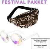 Heuptas / festival fanny pack (tijger) 30x14x8 - Festival bril/spacebril (transparant)