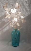 Vaas blauw met gedroogde Lunaria | Droogbloemen met vaas | Cadeau voor vrouw | Gedroogde Judaspenning | Lente | Zomer decoratie | Bloemenvaas gekleurd | Vaas met droogbloemen | Gedroogde Lunaria | 45cm