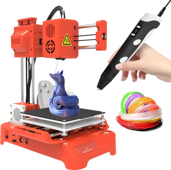 Believe 3D Printer Inclusief 3D Pen Starterspakket - Voor Kinderen en Volwassenen - Inclusief 30 meter 3D Filament en Vullingen - Voordeelpakket - 2023 Model