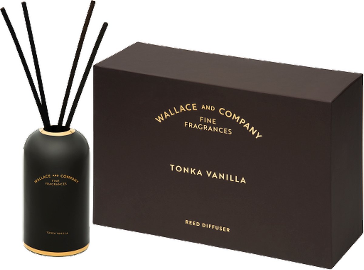 Wallace & Co Tonka Vanille Geurstokjes - Geurkaarsen & Geurstokjes 300 ml