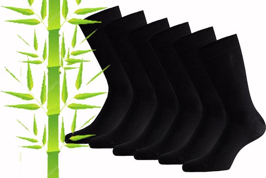 Bamboe sokken 6 paar (zwart)