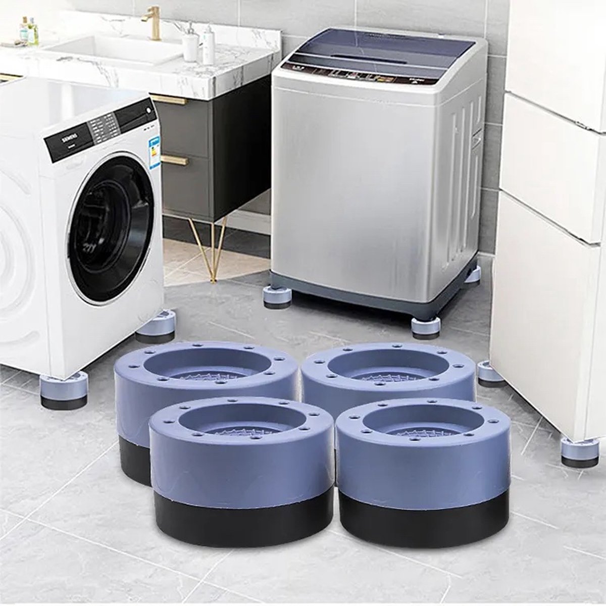 Trillingsdempers Wasmachine - 4 Stuks - Wasmachine Verhoger - Extra Dik - Wasmachine Dempers - Stapelbaar - Droger - Vaatwasser - Merkloos