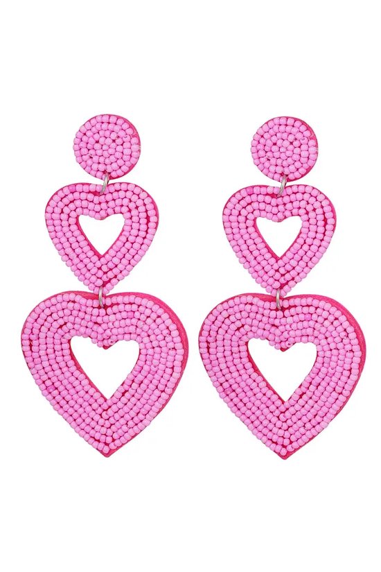 Oorbellen hart - fuchsia roze - oorhangers - dames - accessoires