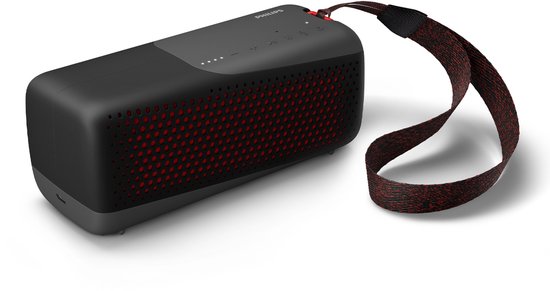 Draagbare Bluetooth speaker Philips TAS4807 zwart, waterbestendig IP67, 12 uur afspeeltijd, krachtig geluid, draagriem