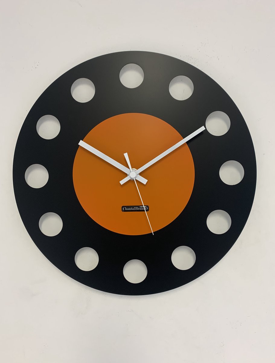 Wandklok ChantalBrandO CETARA BLACK & ORANGE -- MODERN DESIGN --
