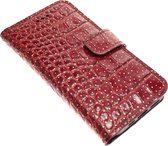 Made-NL Étui à livres fait à la main pour iPhone 13, étui en cuir robuste à motif de reptile rouge