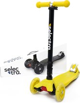 Selectra kinderstep met 4 lichtgevende wielen – Kick step voor kinderen van 3 t/m 9 jaar – Led scooter met click and ride functie - Geel