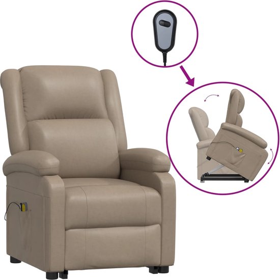 vidaXL Fauteuil elektrisch verstelbaar echt leer crèmekleurig, massagestoel, relaxfauteuil, fauteuil stoel, fauteuil, relaxstoel, slaapfauteuil vidaXL Fauteuil elektrisch verstelbaar echt leer crèmekleurig, massagestoel, relaxfauteuil, fauteuil stoel, fauteuil, relaxstoel, slaapfauteuil