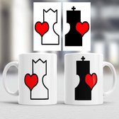 Mokken Schaken koning/Koninging - Chess King/Queen Liefde - koppels - cute - cadeau - love - couple