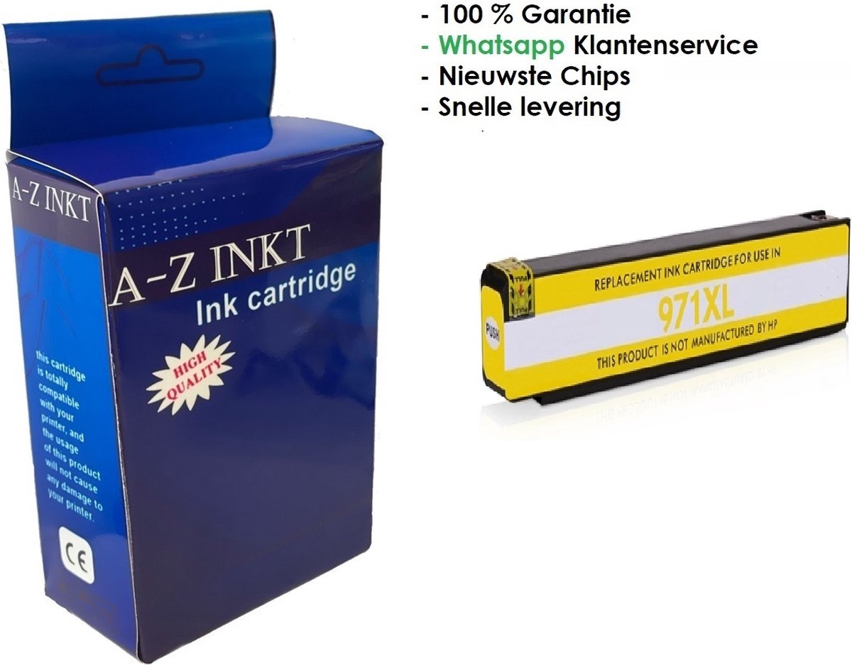 Atotzinkt Premium inkt cartridge voor HP 971 XL Y Geel voor HP OfficeJet Pro X451DN, Pro X451DW, Pro X476DN MFP, Pro X476DW MFP, Pro X551DW MFP, Pro X576DW MFP