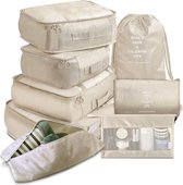 Round Limited® Packing Cubes Set 8-Delig - Koffer Organizer set - Bagage Organizers - Compression Cube - Travel Backpack Organizer - Beige
